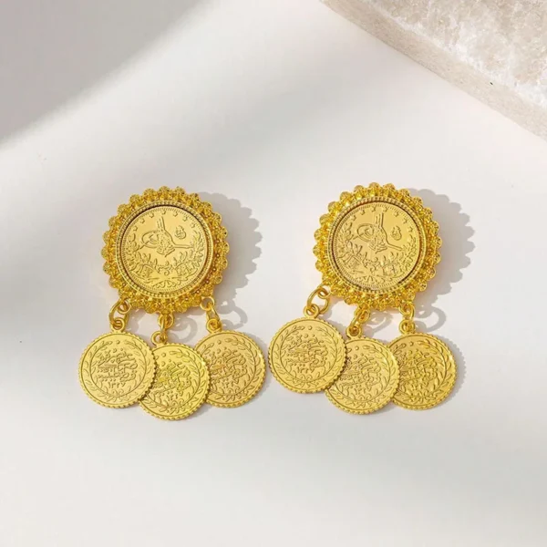 DiCai New Women's Brooch Oman Kurdish Coin Gold-plated Pendant Wedding Jewelry Bride Gift Lapel Pin Accessories Cute Fashion - Image 3