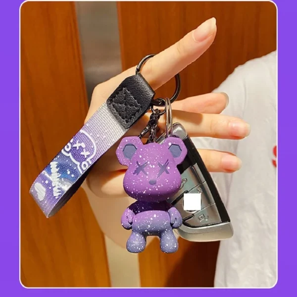 Cute Bear Keychain With Strap The Best Car Key Keyring Animal Bag Backpack Key Chain Charm Pendant Accessory Gift For Friend - Image 16