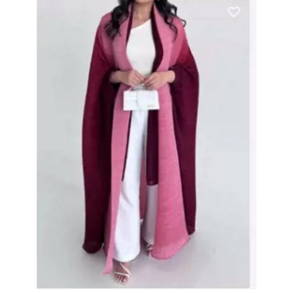 Muslim Abaya for Women Bat Sleeve Pleated Gradient Cardigan Trench Coat 2023 Autumn Dubai Abayas Plus Size Women's Luxury Coat - Image 27