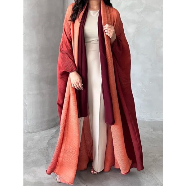 Muslim Abaya for Women Bat Sleeve Pleated Gradient Cardigan Trench Coat 2023 Autumn Dubai Abayas Plus Size Women's Luxury Coat - Image 30