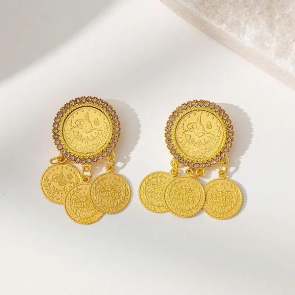 DiCai New Women's Brooch Oman Kurdish Coin Gold-plated Pendant Wedding Jewelry Bride Gift Lapel Pin Accessories Cute Fashion - Image 2