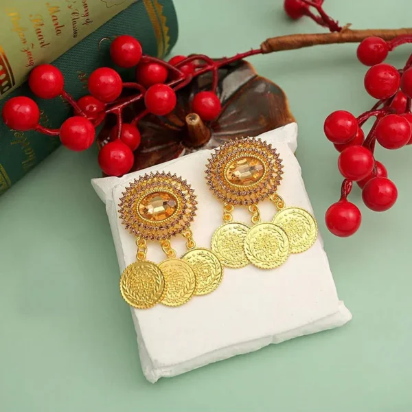 DiCai New Women's Brooch Oman Kurdish Coin Gold-plated Pendant Wedding Jewelry Bride Gift Lapel Pin Accessories Cute Fashion - Image 7
