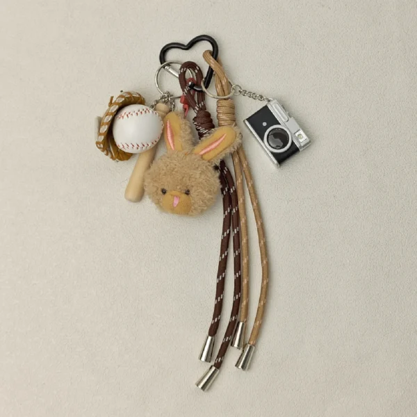 2025 New Cute Cartoon Plush Doll Bag Pendant Dog Rabbit Little Bear Camera Keychains Accessories Gift - Image 8