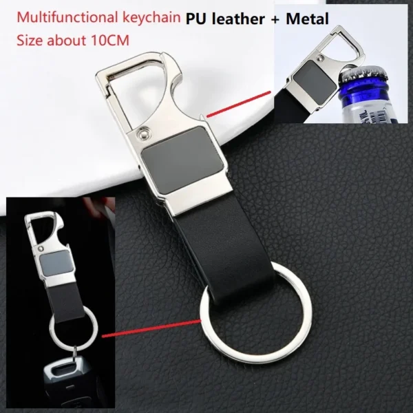 Luxury Genuine Leather Keychain Top-end Business Gift For Man Good Quality Black Brown Real Leather Car Key Keyholder Key Chain - Image 6