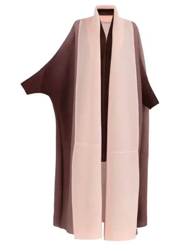 Muslim Abaya for Women Bat Sleeve Pleated Gradient Cardigan Trench Coat 2023 Autumn Dubai Abayas Plus Size Women's Luxury Coat - Image 8