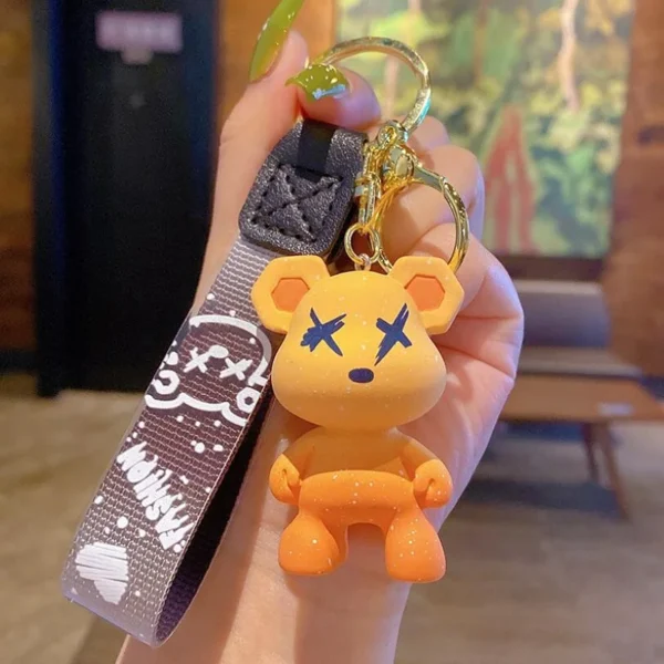 Cute Bear Keychain With Strap The Best Car Key Keyring Animal Bag Backpack Key Chain Charm Pendant Accessory Gift For Friend - Image 22