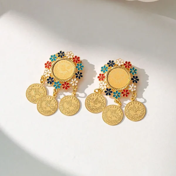 DiCai New Women's Brooch Oman Kurdish Coin Gold-plated Pendant Wedding Jewelry Bride Gift Lapel Pin Accessories Cute Fashion - Image 5