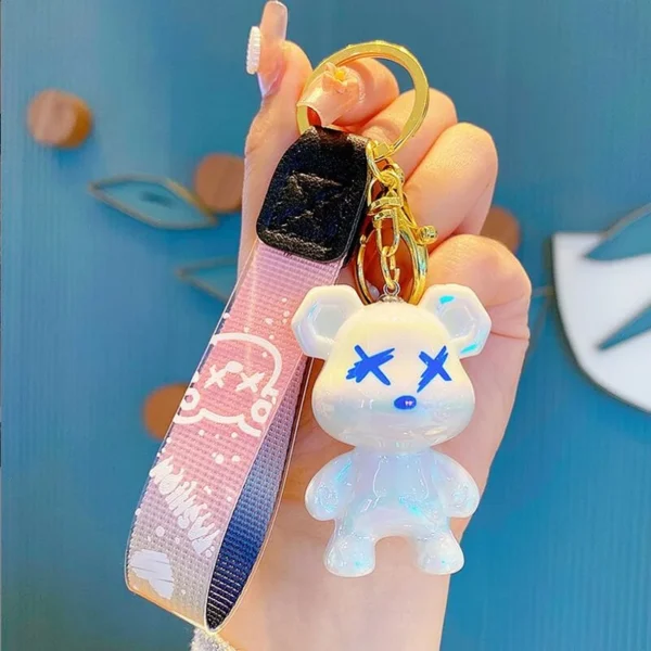Cute Bear Keychain With Strap The Best Car Key Keyring Animal Bag Backpack Key Chain Charm Pendant Accessory Gift For Friend - Image 12