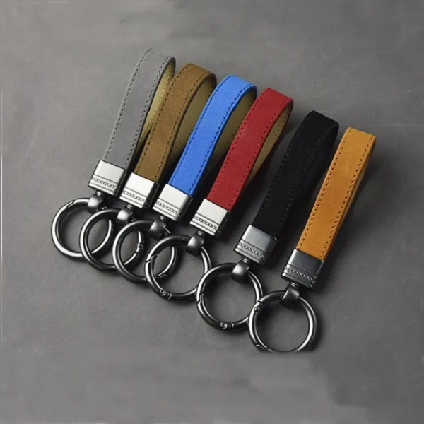 Luxury Genuine Leather Keychain Top-end Business Gift For Man Good Quality Black Brown Real Leather Car Key Keyholder Key Chain - Image 3