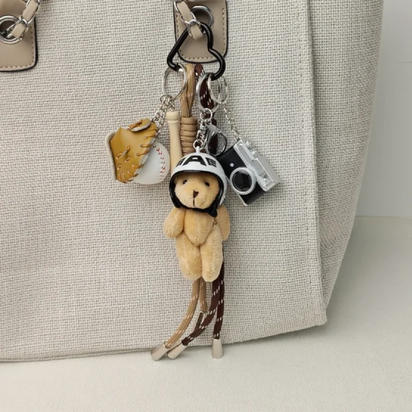2025 New Cute Cartoon Plush Doll Bag Pendant Dog Rabbit Little Bear Camera Keychains Accessories Gift - Image 3