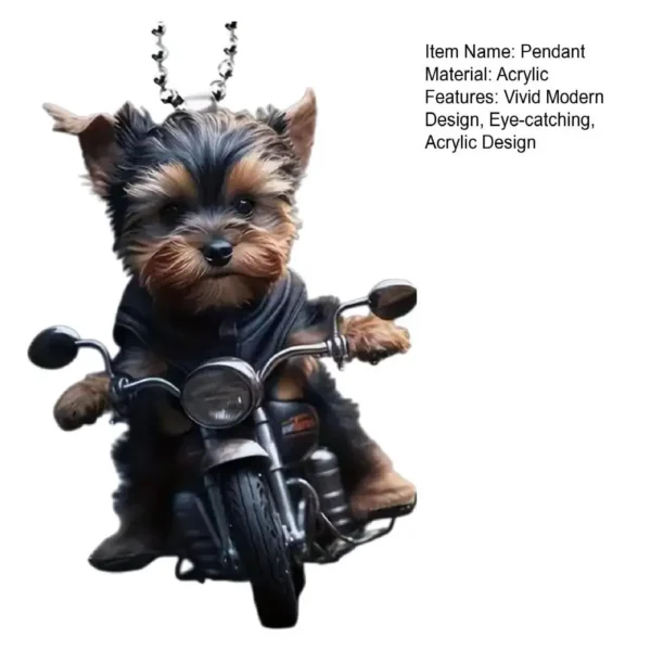 Acrylic Car Pendant Puppy Riding A Motorcycle Hanging Pendant Rearview Mirror Ornament Animal Pendant Car Interior Accessories - Image 20