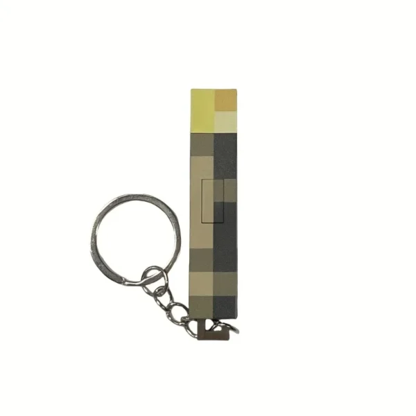 Glow-in-the-Dark Anime Gamer Keychain - Classic Torch Design with Pixelated Wooden Texture, Fashionable Plastic Pendant - Image 12