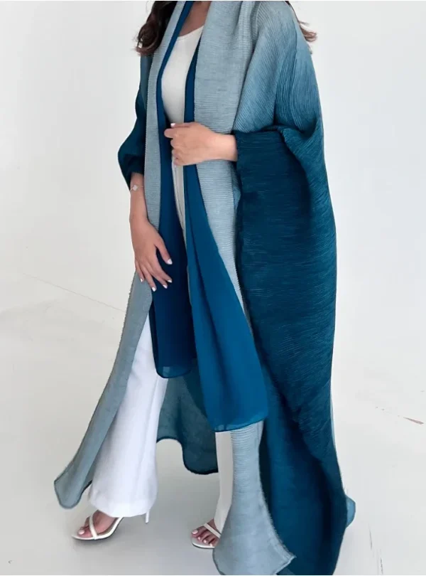 Muslim Abaya for Women Bat Sleeve Pleated Gradient Cardigan Trench Coat 2023 Autumn Dubai Abayas Plus Size Women's Luxury Coat - Image 20