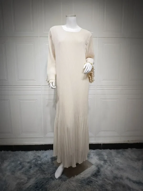 Eid Muslim Dress for Women Pleated Flare Sleeve Jalabiya Kaftan Islam Vestidos Arab Long Robe Ramadan Morocco Dubai Abayas 2024 - Image 7