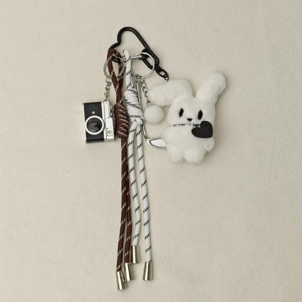 2025 New Cute Cartoon Plush Doll Bag Pendant Dog Rabbit Little Bear Camera Keychains Accessories Gift - Image 11