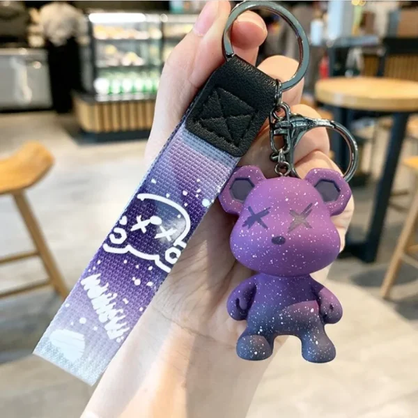 Cute Bear Keychain With Strap The Best Car Key Keyring Animal Bag Backpack Key Chain Charm Pendant Accessory Gift For Friend - Image 8