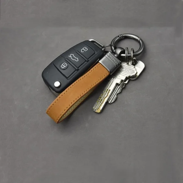Luxury Genuine Leather Keychain Top-end Business Gift For Man Good Quality Black Brown Real Leather Car Key Keyholder Key Chain - Image 2