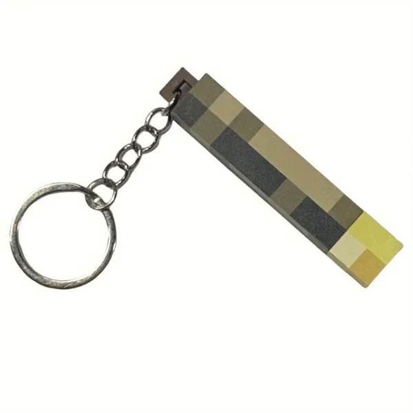 Glow-in-the-Dark Anime Gamer Keychain - Classic Torch Design with Pixelated Wooden Texture, Fashionable Plastic Pendant - Image 13