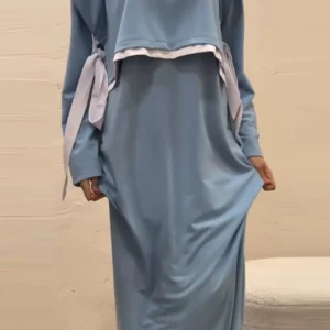 Women Eid Muslim Sets Musulman Ensemble Dubai Arab Vest Kaftan Islam Abayas Ankle Length Long Robe Solid Two Pieces Set 2025