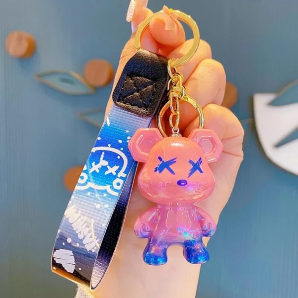 Cute Bear Keychain With Strap The Best Car Key Keyring Animal Bag Backpack Key Chain Charm Pendant Accessory Gift For Friend - Image 5