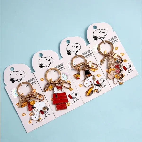 Anime SNOOPY Charlie Metal Keychain Cute Couple Bagpack Pendant Key Ring for Men Women Car Keychain Accessories Birthday Gift - Image 2
