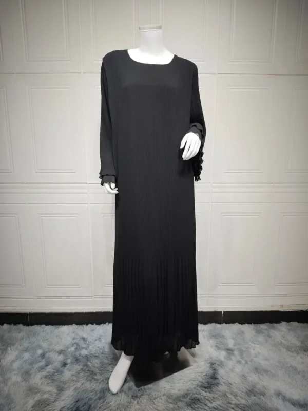 Eid Muslim Dress for Women Pleated Flare Sleeve Jalabiya Kaftan Islam Vestidos Arab Long Robe Ramadan Morocco Dubai Abayas 2024 - Image 9