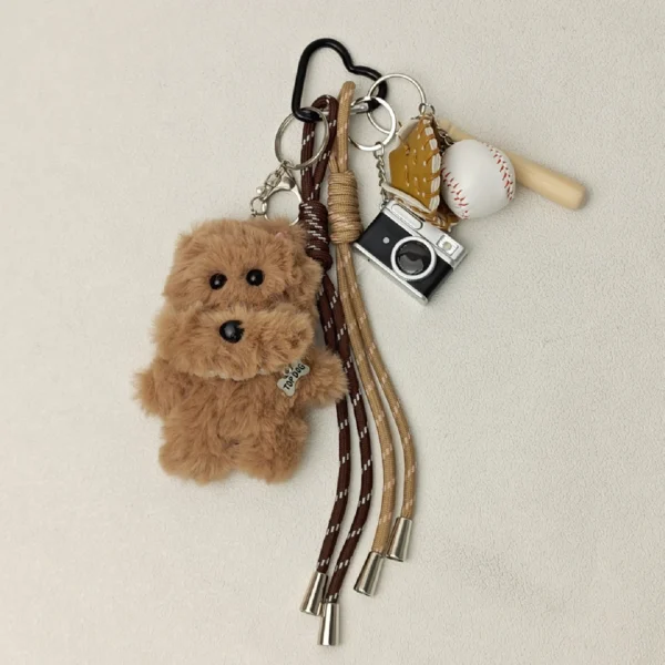 2025 New Cute Cartoon Plush Doll Bag Pendant Dog Rabbit Little Bear Camera Keychains Accessories Gift - Image 4
