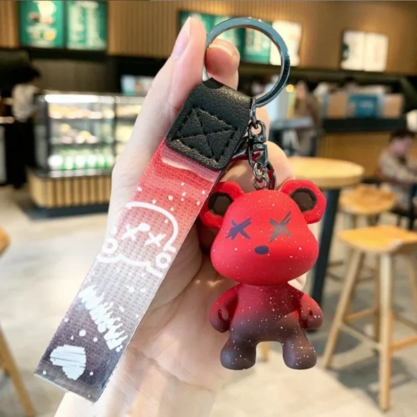 Cute Bear Keychain With Strap The Best Car Key Keyring Animal Bag Backpack Key Chain Charm Pendant Accessory Gift For Friend - Image 9