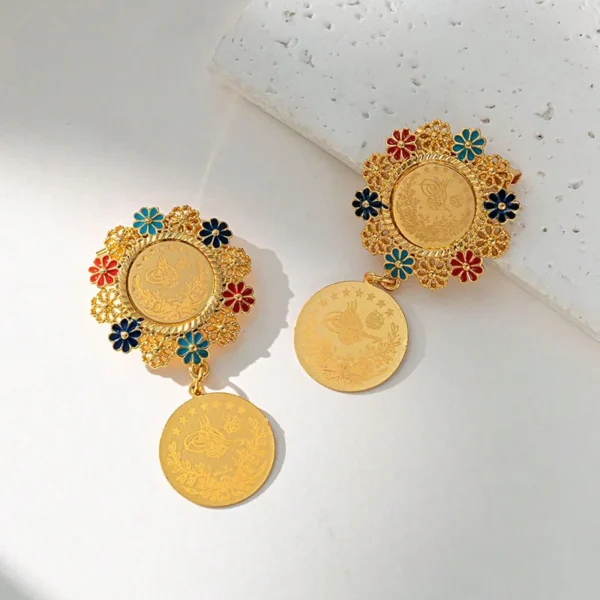 DiCai New Women's Brooch Oman Kurdish Coin Gold-plated Pendant Wedding Jewelry Bride Gift Lapel Pin Accessories Cute Fashion - Image 12