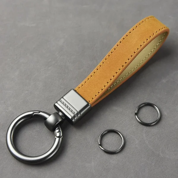 Luxury Genuine Leather Keychain Top-end Business Gift For Man Good Quality Black Brown Real Leather Car Key Keyholder Key Chain - Image 25