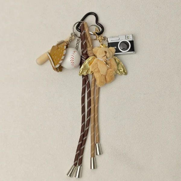 2025 New Cute Cartoon Plush Doll Bag Pendant Dog Rabbit Little Bear Camera Keychains Accessories Gift - Image 10
