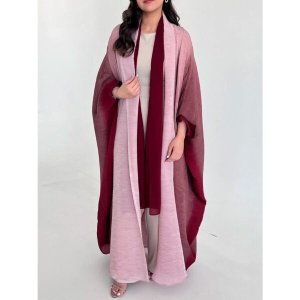 Muslim Abaya for Women Bat Sleeve Pleated Gradient Cardigan Trench Coat 2023 Autumn Dubai Abayas Plus Size Women's Luxury Coat - Image 24