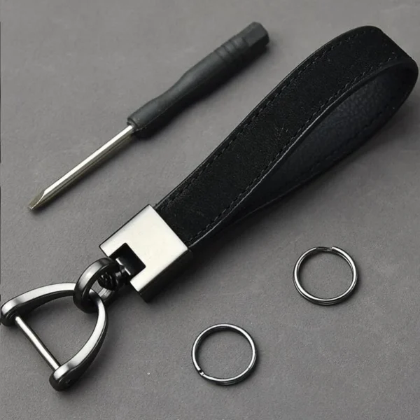 Luxury Genuine Leather Keychain Top-end Business Gift For Man Good Quality Black Brown Real Leather Car Key Keyholder Key Chain - Image 5