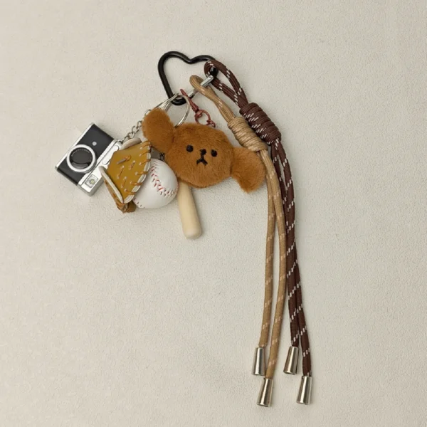 2025 New Cute Cartoon Plush Doll Bag Pendant Dog Rabbit Little Bear Camera Keychains Accessories Gift - Image 12