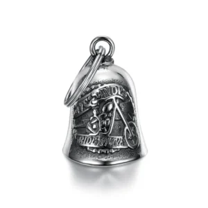Punk Flame Motorcycle Bell Keychain Pendant Men\'s Hip Hop Rock Riding Exorcism Amulet Jewelry Accessories