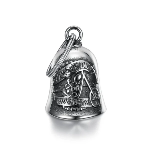 Punk Flame Motorcycle Bell Keychain Pendant Men\'s Hip Hop Rock Riding Exorcism Amulet Jewelry Accessories