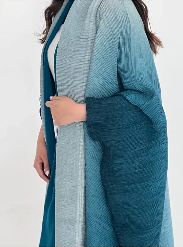 Muslim Abaya for Women Bat Sleeve Pleated Gradient Cardigan Trench Coat 2023 Autumn Dubai Abayas Plus Size Women's Luxury Coat - Image 17
