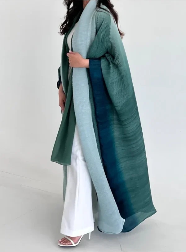 Muslim Abaya for Women Bat Sleeve Pleated Gradient Cardigan Trench Coat 2023 Autumn Dubai Abayas Plus Size Women's Luxury Coat - Image 21