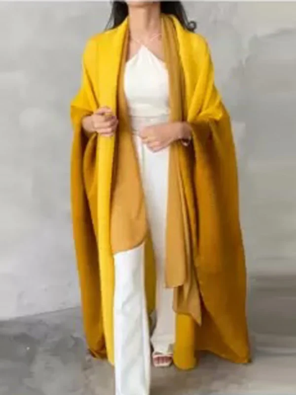Muslim Abaya for Women Bat Sleeve Pleated Gradient Cardigan Trench Coat 2023 Autumn Dubai Abayas Plus Size Women's Luxury Coat - Image 10