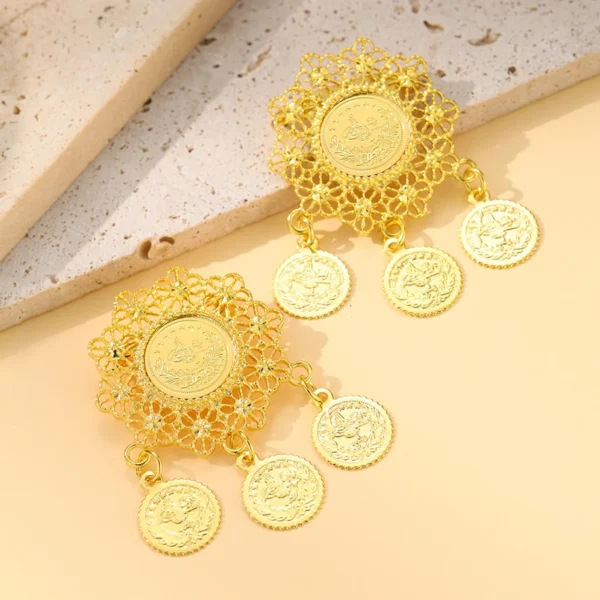 DiCai New Women's Brooch Oman Kurdish Coin Gold-plated Pendant Wedding Jewelry Bride Gift Lapel Pin Accessories Cute Fashion - Image 9