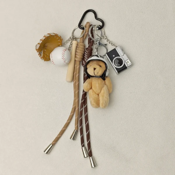 2025 New Cute Cartoon Plush Doll Bag Pendant Dog Rabbit Little Bear Camera Keychains Accessories Gift - Image 5