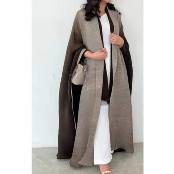 Muslim Abaya for Women Bat Sleeve Pleated Gradient Cardigan Trench Coat 2023 Autumn Dubai Abayas Plus Size Women's Luxury Coat - Image 25