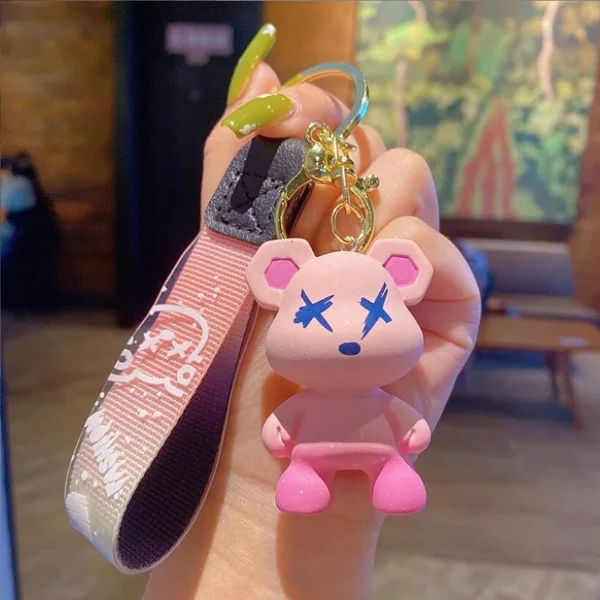 Cute Bear Keychain With Strap The Best Car Key Keyring Animal Bag Backpack Key Chain Charm Pendant Accessory Gift For Friend - Image 23