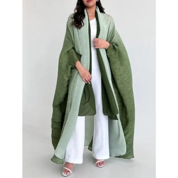 Muslim Abaya for Women Bat Sleeve Pleated Gradient Cardigan Trench Coat 2023 Autumn Dubai Abayas Plus Size Women's Luxury Coat - Image 29