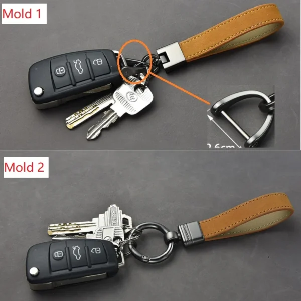 Luxury Genuine Leather Keychain Top-end Business Gift For Man Good Quality Black Brown Real Leather Car Key Keyholder Key Chain - Image 4